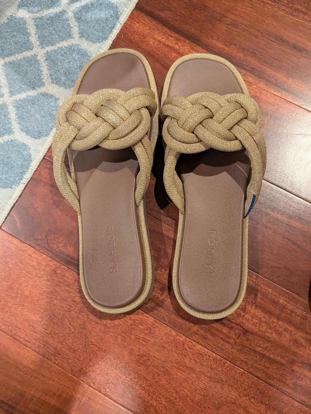 Rothy's Gold Braided Slide Sandals